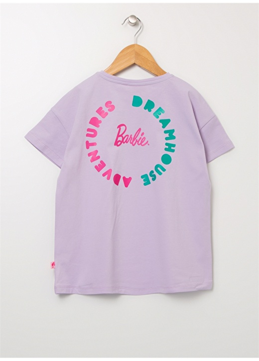 Barbie 22BS-111 Bisiklet Yaka Standartkalıp Baskılı Lila Kız Çocuk T-Shirt 2