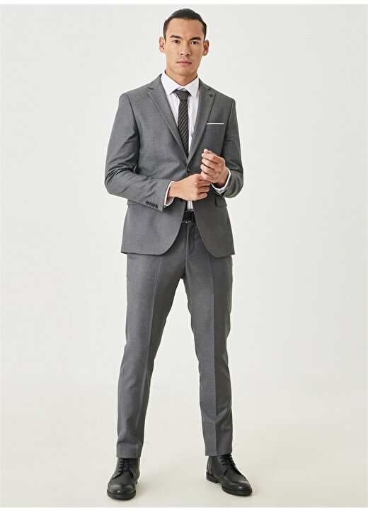 Altınyıldız Classics Normal Bel Slim Fit Gri Erkek Takım Elbise 4A3022100133 2