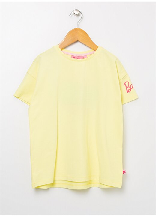 Barbie 22BS-114 Bisiklet Yaka Standart Kalıp Baskılı Sarı Kız Çocuk T-Shirt 1
