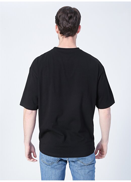 Fabrika Portugal O Yaka Oversize Düz Siyah Erkek T-Shirt 4