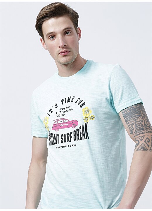 Limon Bisiklet Yaka Basic Mint Erkek T-Shirt - Surfing 3