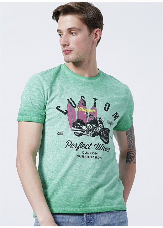 Limon Bisiklet Yaka Basic Yeşil Erkekt-Shirt - Custom 3