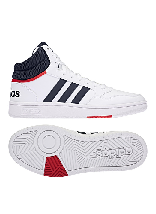 adidas Beyaz - Lacivert Erkek Bilekli Lifestyle Ayakkabı GY5543 HOOPS 3.0 MID 2