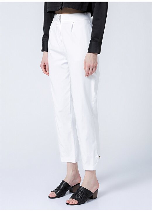 Fabrika Comfort Yüksek Bel Basic Beyaz Kadın Pantolon - CM-FAHRON 3