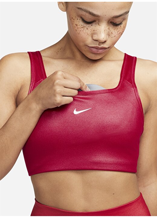 Nike Yuvarlak Yaka Düz Bordo Kadın Sporcu Sütyeni - M1110010-71795 4