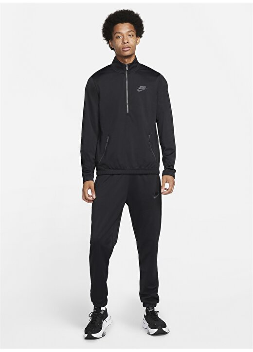 Nike Dm6845-010 M Nk Club Pk Trk Suit Ba Dik Yaka Normal Kalıp Düz Siyah Erkek Eşofman Takımı 1