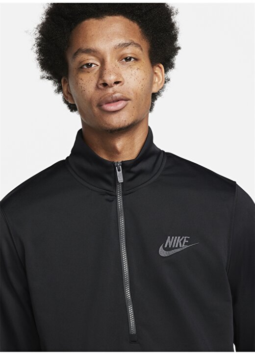 Nike Dm6845-010 M Nk Club Pk Trk Suit Ba Dik Yaka Normal Kalıp Düz Siyah Erkek Eşofman Takımı 3