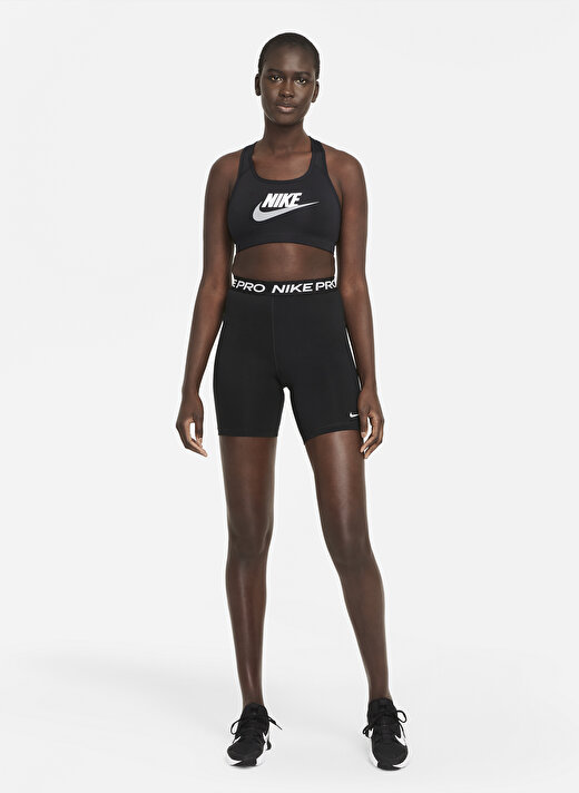 Nike Dm0579-010 W Nk Df Swsh Cb Futura G Yuvarlak Yaka  Normal Kalıp Düz Siyah Kadın Sporcu Sütyeni 2