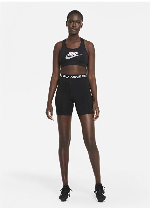 Nike Dm0579-010 W Nk Df Swsh Cb Futura G Yuvarlak Yaka Normal Kalıp Düz Siyah Kadın Sporcu Sütyeni 2