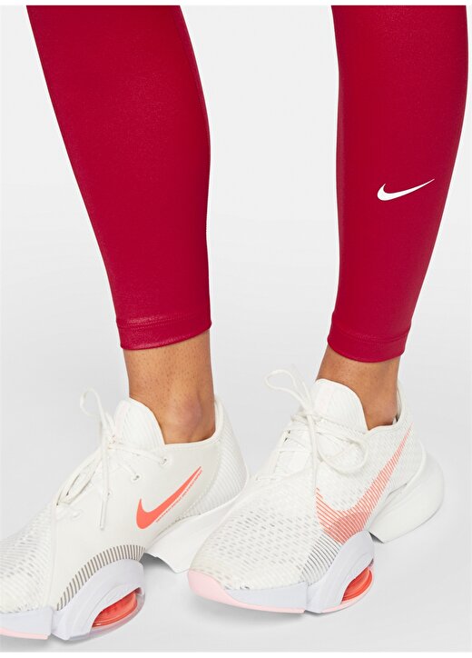Nike Dd5439-614 W Nk One Df Mv Shne Mr T Yüksek Bel Normal Kalıp Düz Kırmızı Kadın Tayt 3