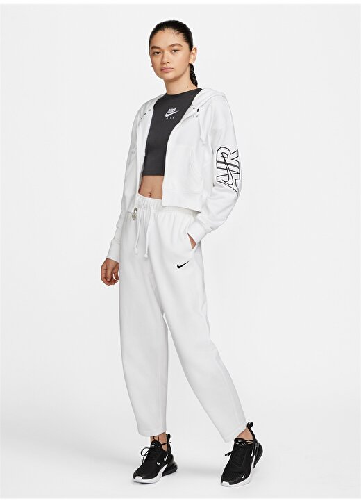 Nike Beyaz - Siyah Kadın Zip Ceket DM6063-100 W NSW AIR FLC TOP FZ 2