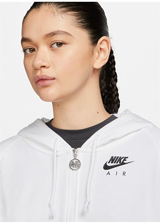 Nike Beyaz - Siyah Kadın Zip Ceket DM6063-100 W NSW AIR FLC TOP FZ 4