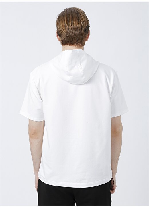 Limon Luka Kapüşonlu Modern Fit Düz Beyaz Erkek Sweatshirt 4