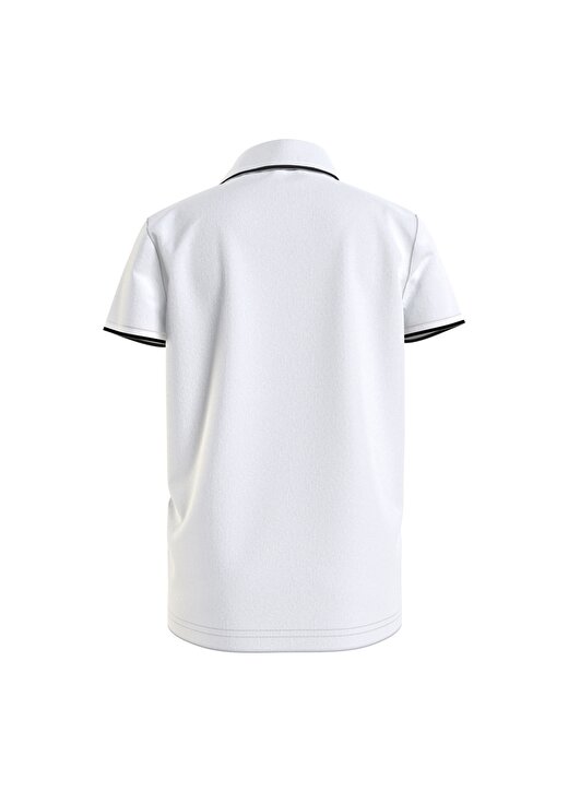Calvin Klein Düz Beyaz Erkek Çocuk Polo T-Shirt IB0IB01244-MONOGRAM TIPPING FITTED 4