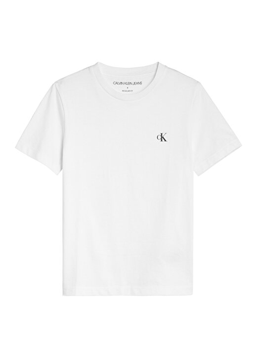 Calvin Klein Ib0ib01093-2-Pack Monogram Top Bisiklet Yaka Normal Kalıp Düz Siyah - Beyaz Erkek Çocuk T-Shirt 2