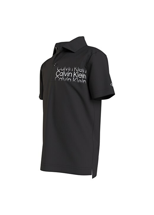 Calvin Klein Düz Siyah Erkek Çocuk Polo T-Shirt IB0IB01226-INST. CUT OFF LOGO POLO 2