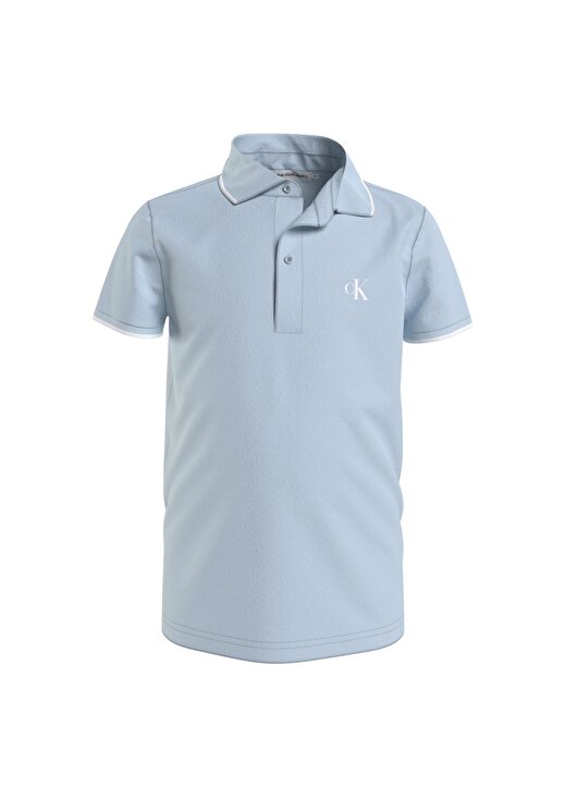 Calvin Klein Düz Mavi Erkek Çocuk Polo T-Shirt IB0IB01244-MONOGRAM TIPPING FITTED 1