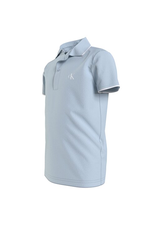 Calvin Klein Düz Mavi Erkek Çocuk Polo T-Shirt IB0IB01244-MONOGRAM TIPPING FITTED 2