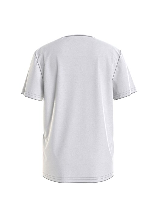 Calvin Klein Düz Beyaz Erkek Çocuk T-Shirt IB0IB01221-PALM MONOGRAM LOGO T-SHI 4