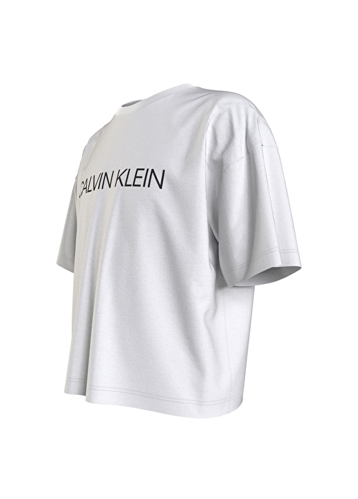 Calvin Klein Ig0ig01064-Institutional Logo Boxy Bisiklet Yaka Normal Kalıp Düz Beyaz Kız Çocuk T-Shirt 2