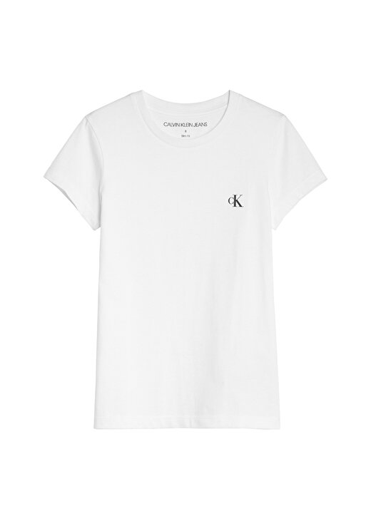 Calvin Klein Ig0ig01258-2-Pack Slim Monogram Top Bisiklet Yaka Standart Kalıp Düz Siyah - Beyaz Kız Çocuk T-Shirt 2