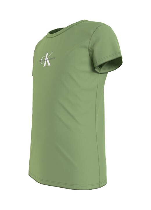 Calvin Klein Ig0ig01470-Micro Monogram Top Bisiklet Yaka Normal Kalıp Düz Yeşil Kız Çocuk T-Shirt 4