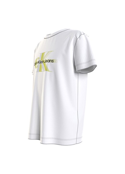 Calvin Klein Düz Beyaz Erkek Çocuk T-Shirt IB0IB01219-PERFORATED GLOW MONOGRAM 2