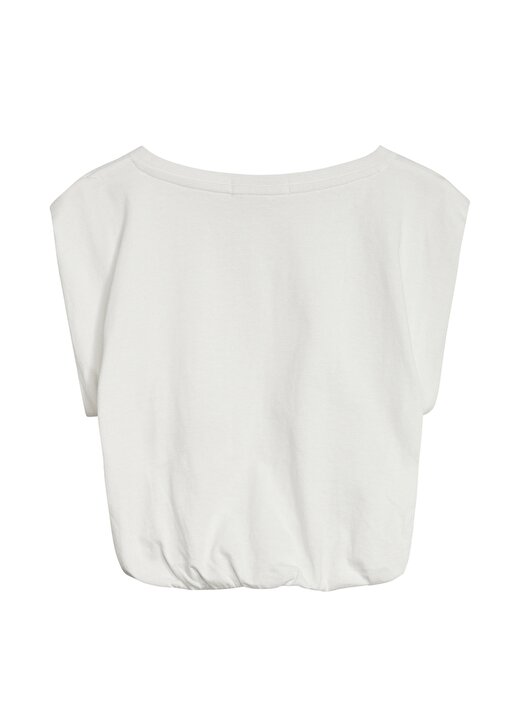 Calvin Klein Ig0ig01344-Monogram Off Placed Cap Bisiklet Yaka Lastikli Bol Kesim Düz Beyaz Kız Çocuk T-Shirt 2