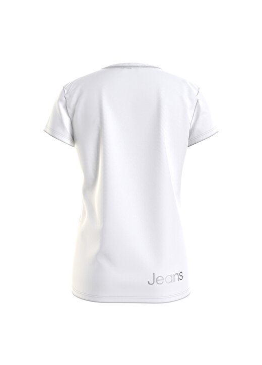 Calvin Klein Ig0ig01350-Inst Silver Logo Slim T-Bisiklet Yaka Normal Kalıp Düz Beyaz Kız Çocuk T-Shirt 3