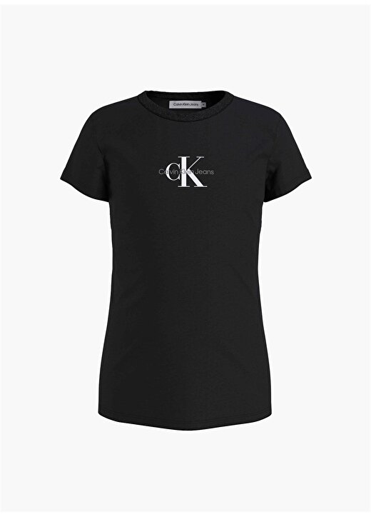 Calvin Klein Ig0ig01470-Micro Monogram Top Bisiklet Yaka Normal Kalıp Düz Siyah Kız Çocuk T-Shirt 1