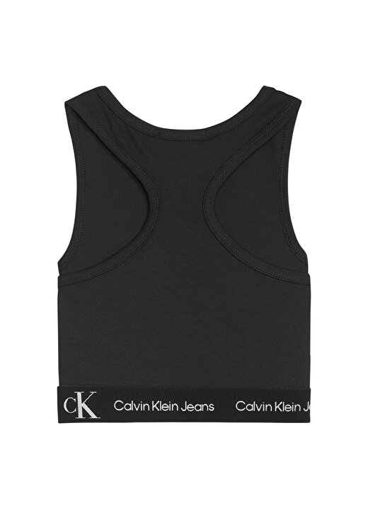 Calvin Klein Ig0ig01355-Punto Tape Cropped Top Bisiklet Yaka Normal Kalıp Düz Siyah Kız Çocuk T-Shirt 2