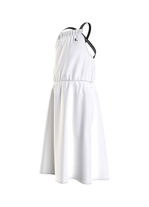 Calvin Klein Düz Beyaz Kız Çocuk Elbise IG0IG01409-LOGO TAPE STRAP MIDI DRE 2