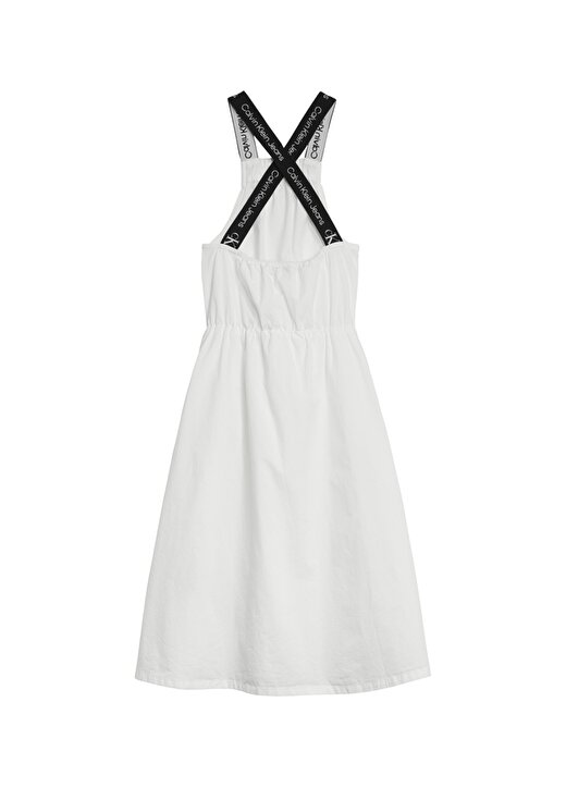Calvin Klein Düz Beyaz Kız Çocuk Elbise IG0IG01409-LOGO TAPE STRAP MIDI DRE 3
