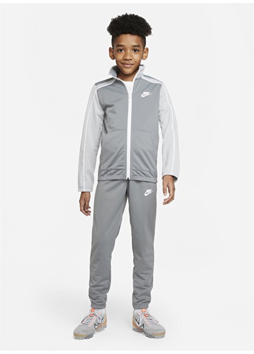 Nike Siyah - Gri - Gümüş Erkek Çocuk Uzun Kollu Lastikli Düz Eşofman Takımı DH9661 K NSW FUTURA POLY CUFF TS 1