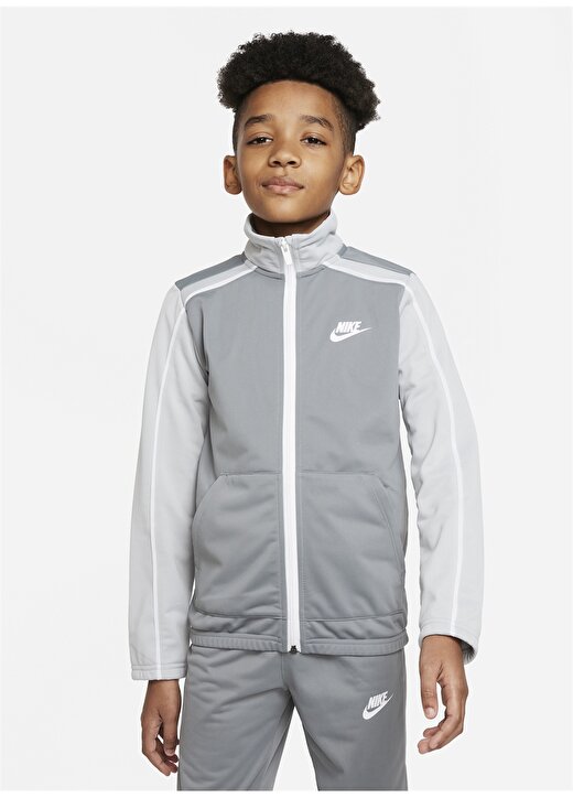Nike Siyah - Gri - Gümüş Erkek Çocuk Uzun Kollu Lastikli Düz Eşofman Takımı DH9661 K NSW FUTURA POLY CUFF TS 3