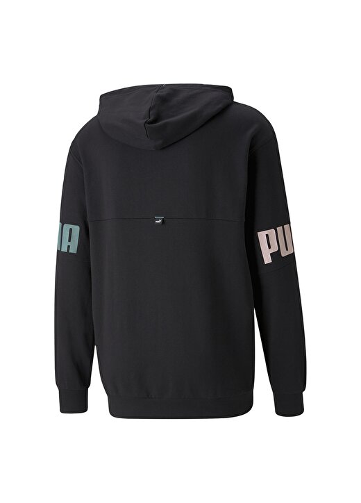 Puma 84800951 Power Colorblock Hoodie Kapüşonlu Normal Kalıp Baskılı Siyah Erkek Sweatshirt 2