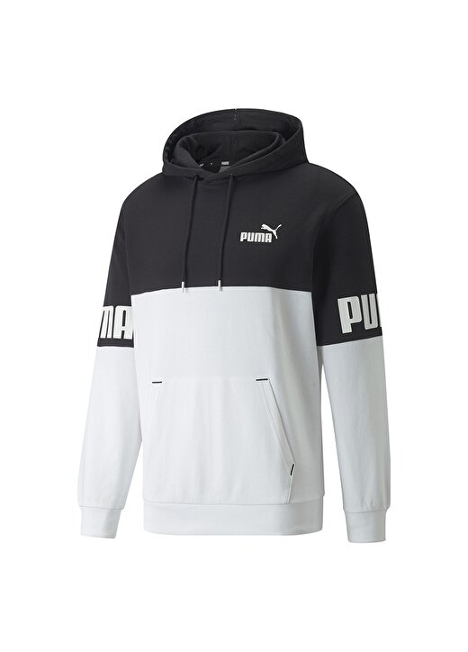 Puma 84800901 Power Colorblock Hoodie Kapüşonlu Normal Kalıp Baskılı Siyah Erkek Sweatshirt 1