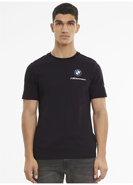 Puma 59953501 BMW MMS ESS Small Logo Tee O Yaka Normal Kalıp Düz Siyah Erkek T-Shirt 1