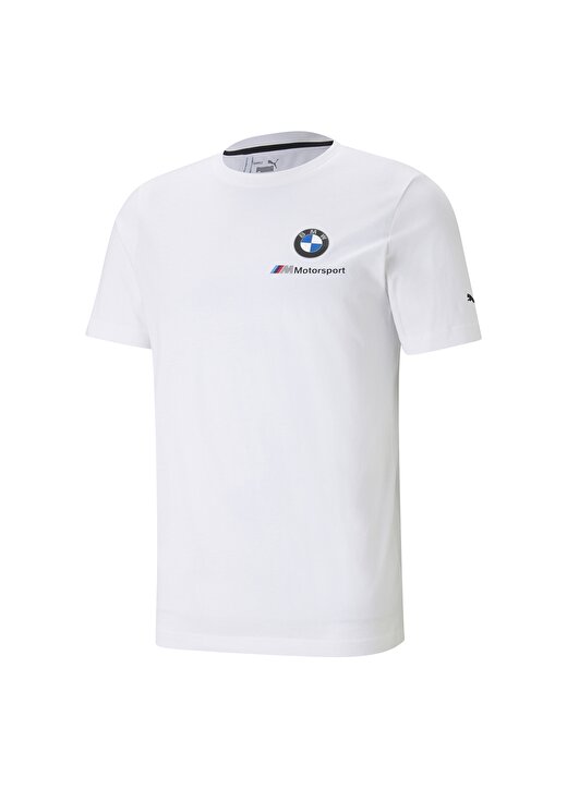 Puma 59953502 BMW MMS ESS Small Logo Tee O Yaka Normal Kalıp Düz Beyaz Erkek T-Shirt 4
