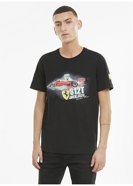 Puma 59983711 Ferrari Race Vintage Grtee O Yaka Normal Kalıp Baskılı Siyah Erkek T-Shirt 1