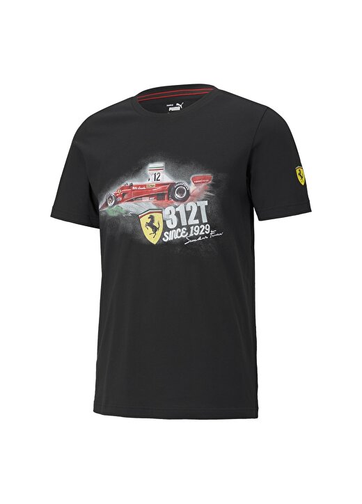 Puma 59983711 Ferrari Race Vintage Grtee O Yaka Normal Kalıp Baskılı Siyah Erkek T-Shirt 4