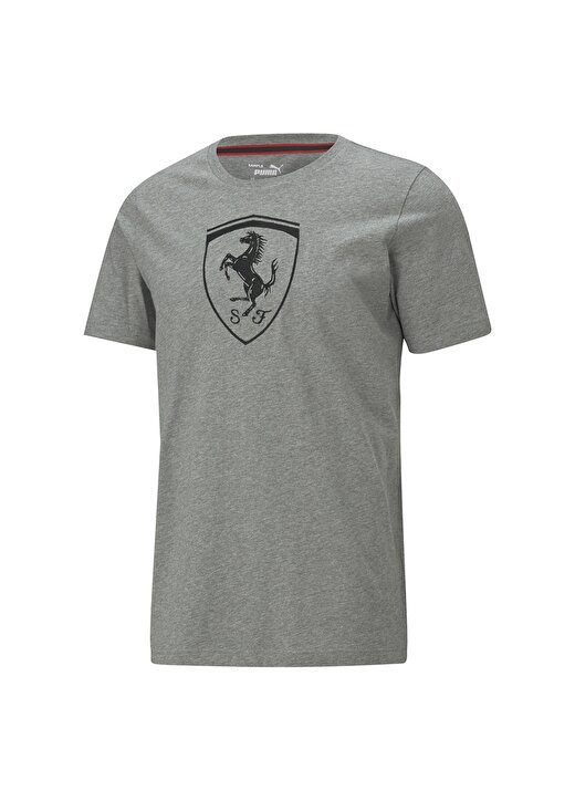 Puma 59984903 Ferrari Race Big Shield O Yaka Normal Kalıp Baskılı Gri Erkek T-Shirt 1