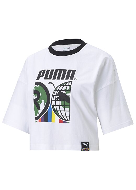 Puma 59970202 PI Graphic Tee O Yaka Normal Kalıp Baskılı Beyaz Kadın T-Shirt 4