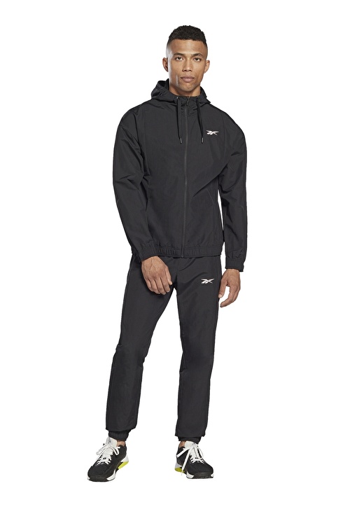 Reebok H49109 Ts Tracksuit Kapüşonlu Normal Bel Düz Siyah Erkek Eşofman Takımı 1