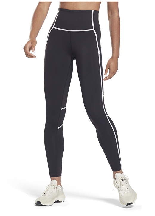 Reebok H54190 Ts Lux Hr Tight- Cb Yüksek Bel Dar Kalıp Çizgili Siyah Kadın Tayt 1