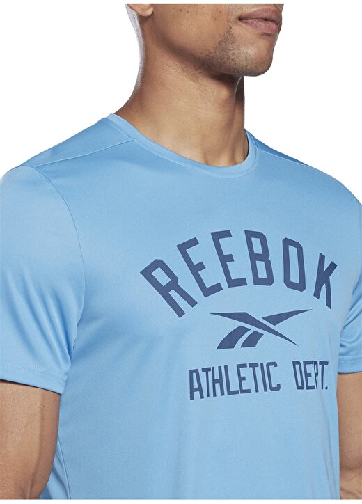 Reebok Ha9013 Wor Poly Graphic Ss Tee Bisiklet Yaka Normal Kalıp Düz Mavi Erkek T-Shirt 2