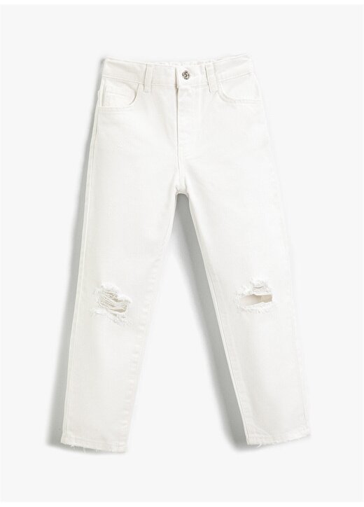 Koton Normal Bel Düz Beyaz Kız Çocuk Pantolon - 2SKG40010AD 1
