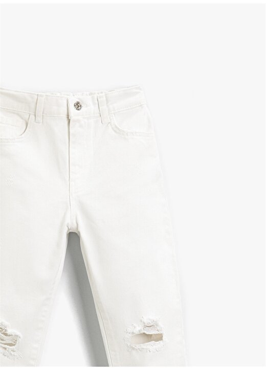 Koton Normal Bel Düz Beyaz Kız Çocuk Pantolon - 2SKG40010AD 3
