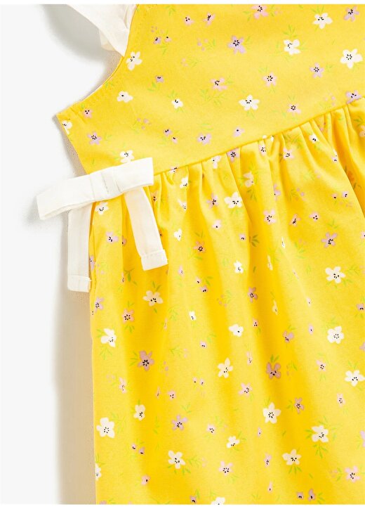 Koton 2SMG80002AW Kare Yaka Normal Kalıp Desenli Çok Renkli Kız Çocuk Elbise 3