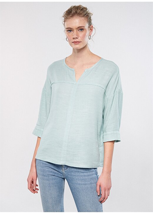 Mavi Gömlek Yaka Yeşil Kadın Bluz M121357-70808 2